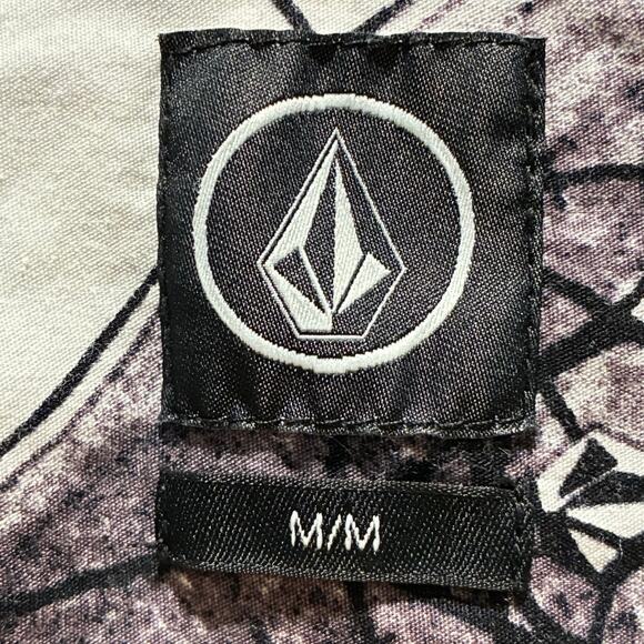 Volcom Button Down Shirt Classic Fit 100% Cotton Gray Off White Mens Size Medium - Picture 10 of 10